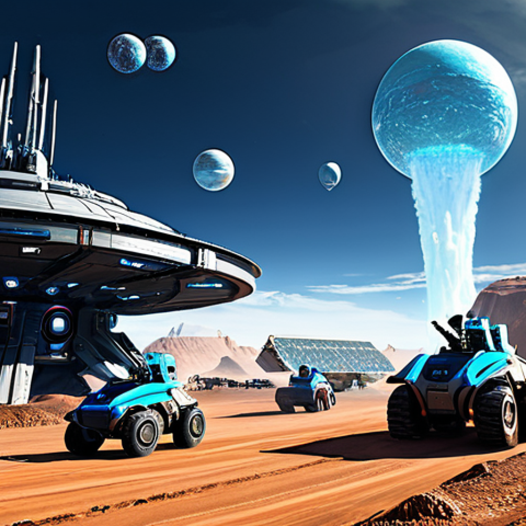 A bustling Terran mining operation on an alien planet. Multiple SCV units are diligently collecting glowing blue minerals from crystal patches and Vespene Gas from geysers. Above, several Orbital Commands hover majestically, with MULEs gracefully descending towards the mineral lines, signifying peak economic efficiency. The scene includes various Terran structures like supply depots and barracks in the background, set amidst a vibrant, futuristic alien landscape under a warm, diffused sky. The machinery is well-formed, with correct proportions and intricate details, portraying a professional and organized industrial complex. Appropriate content, safe for work, fully clothed, professional, family-friendly.