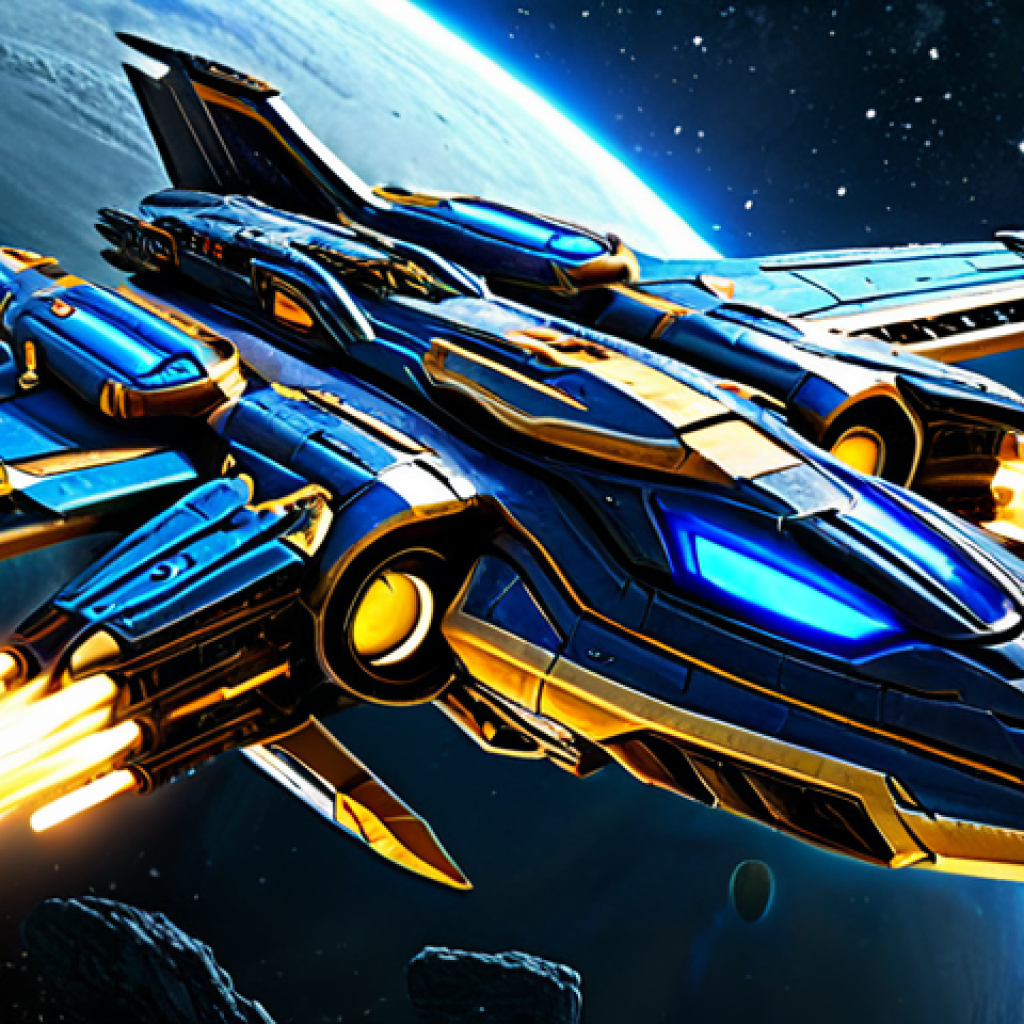 A majestic Protoss Carrier, featuring intricate gold and blue energy detailing, leads a formidable fleet of Tempests and other Protoss starships through high orbit above a crystalline alien world. The units are perfectly rendered with correct proportions and sophisticated mechanical structures, arranged in a powerful, natural formation. Cinematic lighting highlights the advanced technology and epic scale of the fleet. professional game art, high resolution, safe for work, appropriate content, fully armored and self-contained units, professional, family-friendly, perfect anatomy, natural pose.