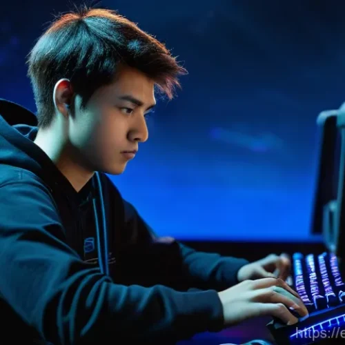 Home 17 스타크래프트2 마이크로 컨트롤 훈련 - **Prompt:** A dynamic, close-up shot of a young adult gamer (late teens to early twenties, gender ne...