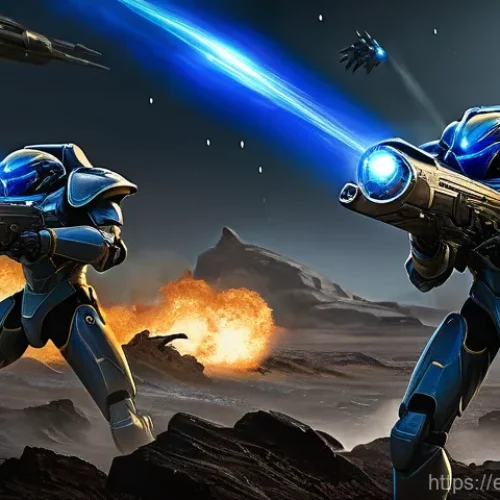 Home 16 스타크래프트2 리콜 활용법 - **Prompt:** A dynamic, mid-action shot of three Protoss Stalkers, their sleek, blue-armored forms gl...